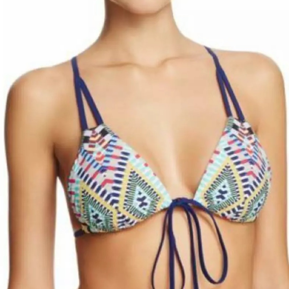 Red Carter Womens Woven Triangle Bikini Top Sz 4 Blue Aztec Tribal Geometric N14